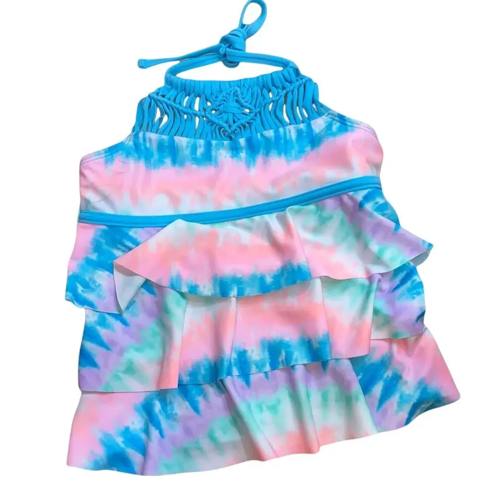 Justice‎ Tie Dye Tiered Tankini Swim Top Girls Size 7 NWT